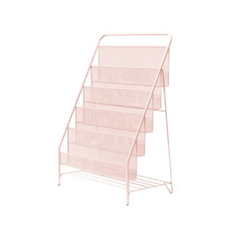 Metal Ladder Bookcase Scandinavian Style Closed Back Book Shelf 22.4"L x 13"W x 34.3"H Pink Clearhalo 'Bookcases' 'furn' 'furn_bookcases' 'Furniture' 'furniture_bookcases' 'Office Furniture' 5047923