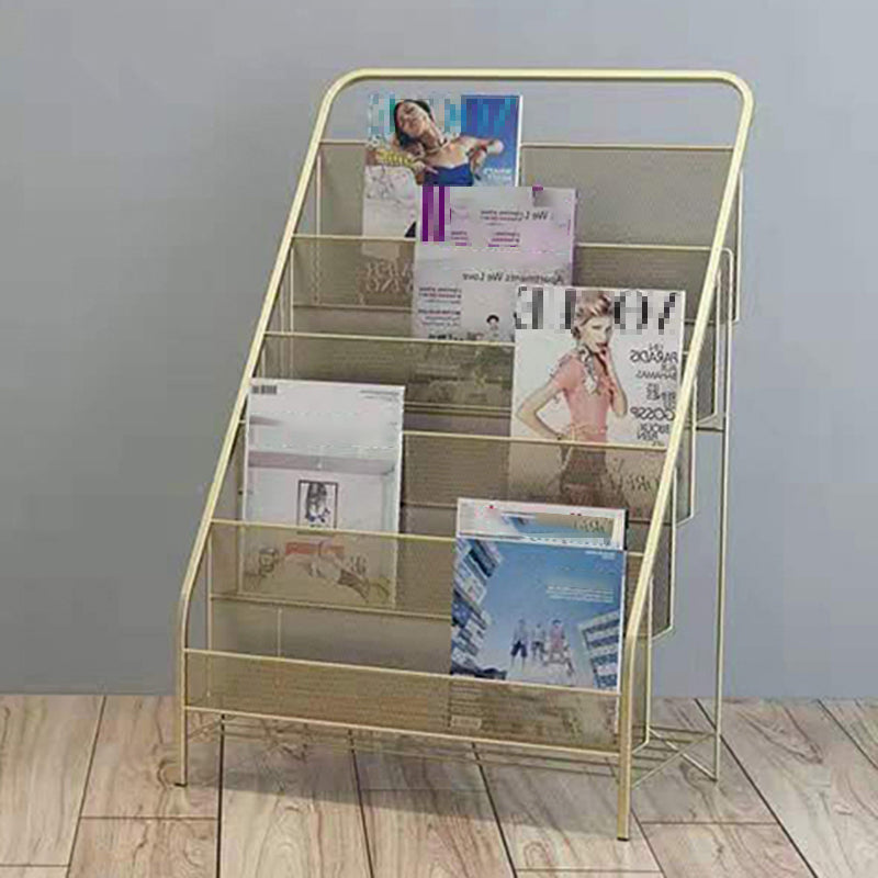 Metal Ladder Bookcase Scandinavian Style Closed Back Book Shelf 22.4"L x 13"W x 34.3"H Gold Clearhalo 'Bookcases' 'furn' 'furn_bookcases' 'Furniture' 'furniture_bookcases' 'Office Furniture' 5047927