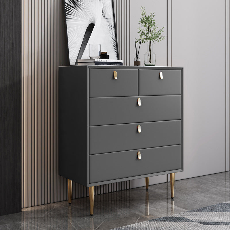Modern Leatherwear Sideboard Stone Countertop Buffet Table with Drawer for Dining Room 31"L x 16"W x 37"H Grey Clearhalo 'buffet_sideboard' 'Buffets & Sideboards' 'furn' 'furn_buffet_sideboard' 'Furniture' 'furniture_buffet_sideboard' 'Kitchen & Dining Furniture' 5047995