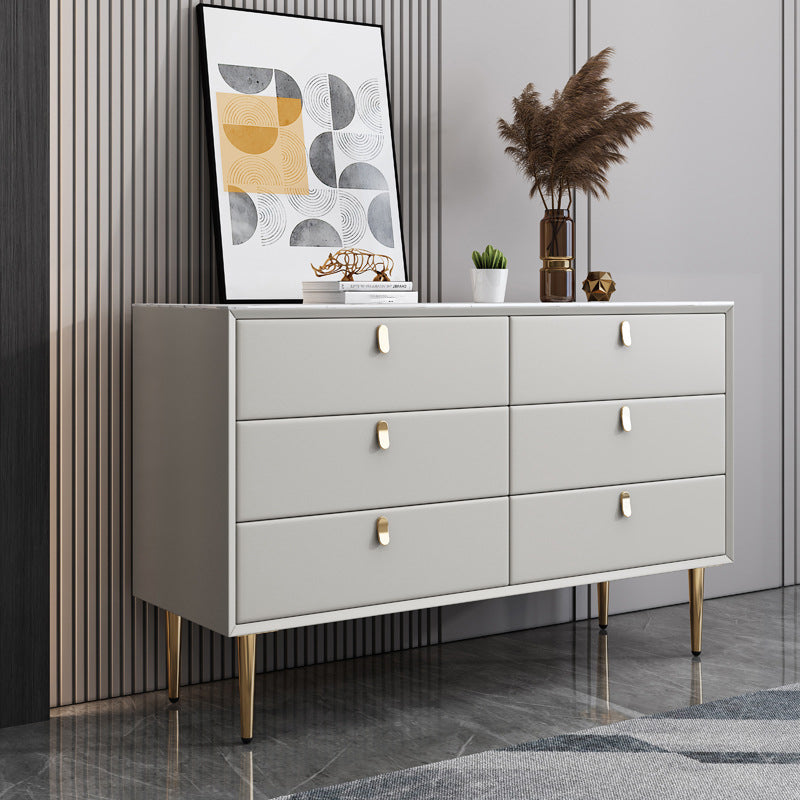 Modern Leatherwear Sideboard Stone Countertop Buffet Table with Drawer for Dining Room 47"L x 16"W x 30"H Dark Gray Clearhalo 'buffet_sideboard' 'Buffets & Sideboards' 'furn' 'furn_buffet_sideboard' 'Furniture' 'furniture_buffet_sideboard' 'Kitchen & Dining Furniture' 5048000