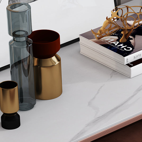 Modern Leatherwear Sideboard Stone Countertop Buffet Table with Drawer for Dining Room Clearhalo 'buffet_sideboard' 'Buffets & Sideboards' 'furn' 'furn_buffet_sideboard' 'Furniture' 'furniture_buffet_sideboard' 'Kitchen & Dining Furniture' 5048005