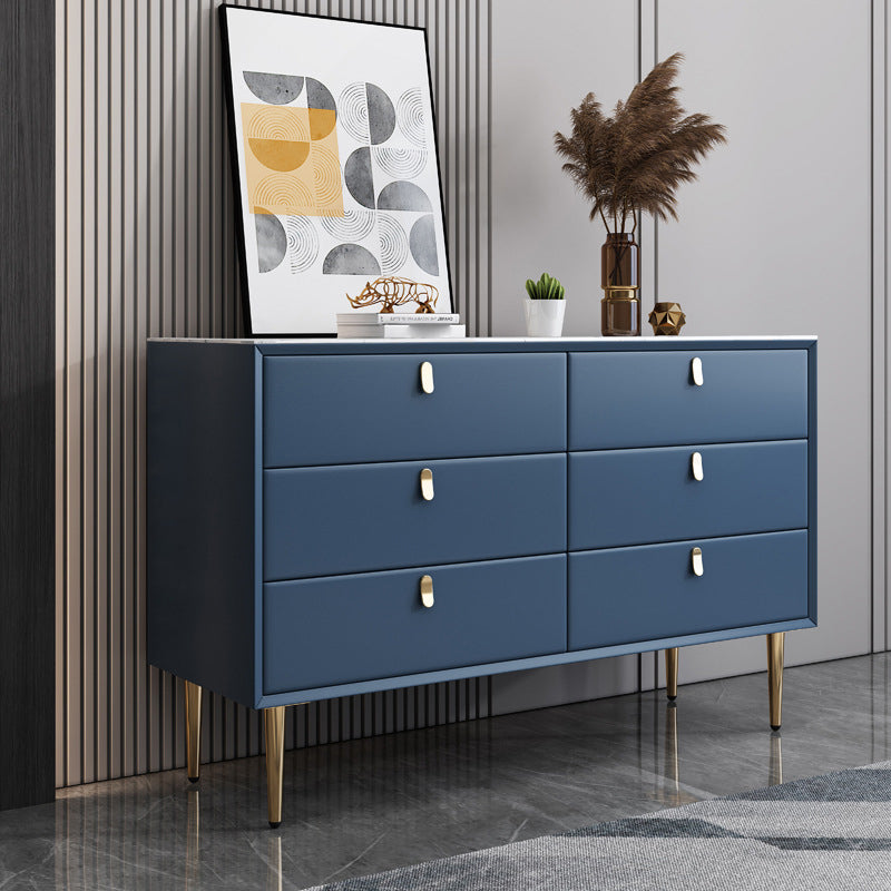 Modern Leatherwear Sideboard Stone Countertop Buffet Table with Drawer for Dining Room 47"L x 16"W x 30"H Blue Clearhalo 'buffet_sideboard' 'Buffets & Sideboards' 'furn' 'furn_buffet_sideboard' 'Furniture' 'furniture_buffet_sideboard' 'Kitchen & Dining Furniture' 5048009