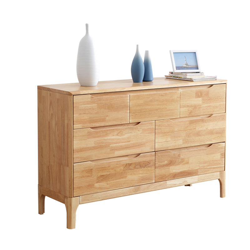 Modern Rubberwood Solid Wood Buffet Sideboard 15.7"D Dining Room Buffet Server with Drawer Natural 7 Clearhalo 'buffet_sideboard' 'Buffets & Sideboards' 'furn' 'furn_buffet_sideboard' 'Furniture' 'furniture_buffet_sideboard' 'Kitchen & Dining Furniture' 5048057