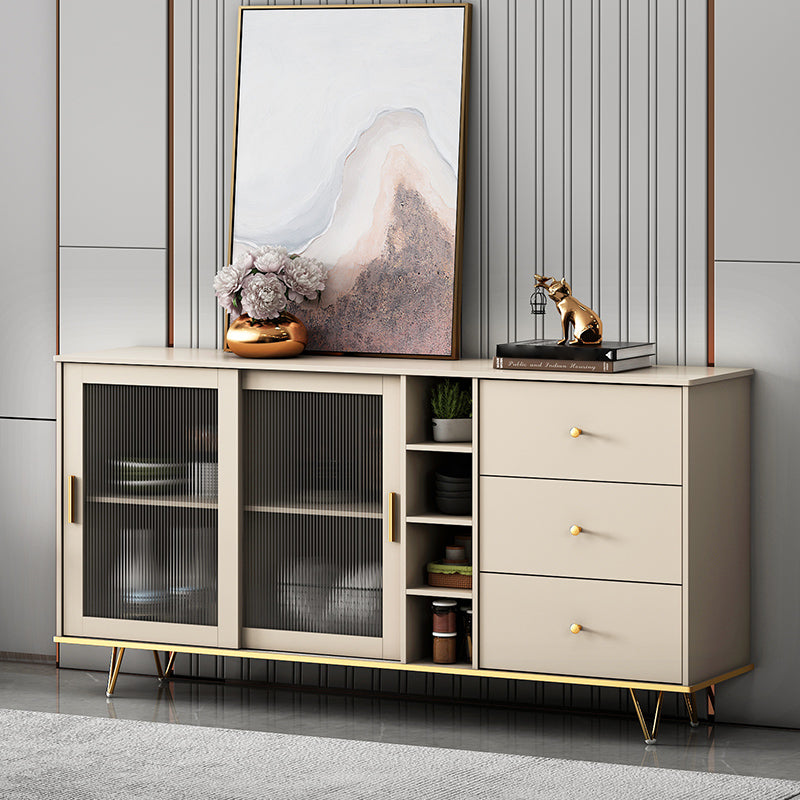 Glass and Sliding Doors Sideboard Modern MDF Kitchen 2-door Breakfront Sideboard Clearhalo 'buffet_sideboard' 'Buffets & Sideboards' 'furn' 'furn_buffet_sideboard' 'Furniture' 'furniture_buffet_sideboard' 'Kitchen & Dining Furniture' 5048115