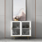 Glass and Sliding Doors Sideboard Modern MDF Kitchen 2-door Breakfront Sideboard 39"L x 16"W x 35"H White Clearhalo 'buffet_sideboard' 'Buffets & Sideboards' 'furn' 'furn_buffet_sideboard' 'Furniture' 'furniture_buffet_sideboard' 'Kitchen & Dining Furniture' 5048116