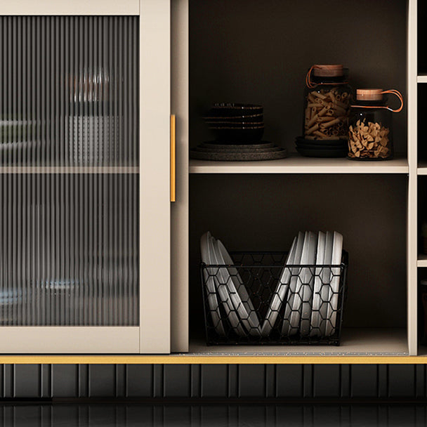 Glass and Sliding Doors Sideboard Modern MDF Kitchen 2-door Breakfront Sideboard Clearhalo 'buffet_sideboard' 'Buffets & Sideboards' 'furn' 'furn_buffet_sideboard' 'Furniture' 'furniture_buffet_sideboard' 'Kitchen & Dining Furniture' 5048121