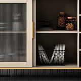 Glass and Sliding Doors Sideboard Modern MDF Kitchen 2-door Breakfront Sideboard Clearhalo 'buffet_sideboard' 'Buffets & Sideboards' 'furn' 'furn_buffet_sideboard' 'Furniture' 'furniture_buffet_sideboard' 'Kitchen & Dining Furniture' 5048121