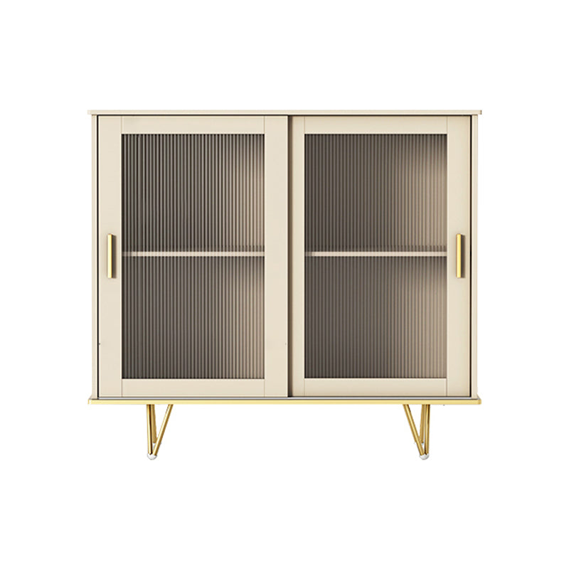 Glass and Sliding Doors Sideboard Modern MDF Kitchen 2-door Breakfront Sideboard 39"L x 16"W x 35"H Champagne Clearhalo 'buffet_sideboard' 'Buffets & Sideboards' 'furn' 'furn_buffet_sideboard' 'Furniture' 'furniture_buffet_sideboard' 'Kitchen & Dining Furniture' 5048122