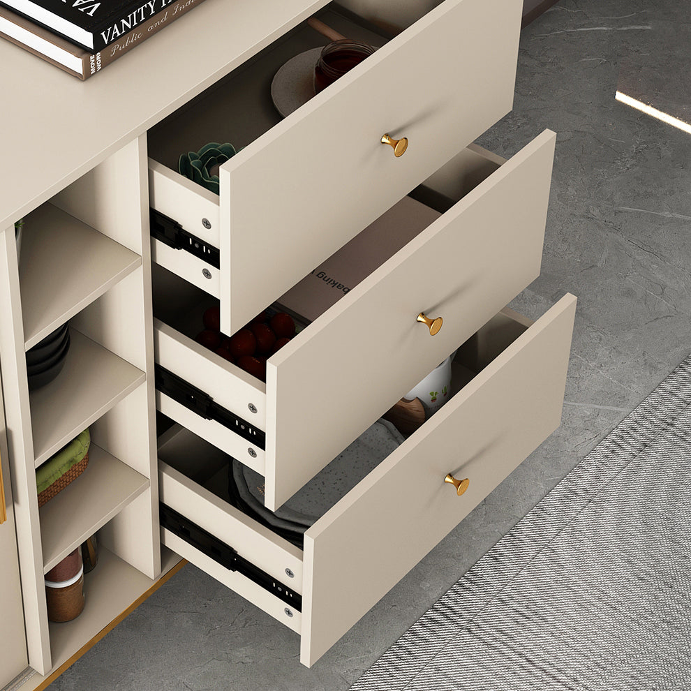 Glass and Sliding Doors Sideboard Modern MDF Kitchen 2-door Breakfront Sideboard Clearhalo 'buffet_sideboard' 'Buffets & Sideboards' 'furn' 'furn_buffet_sideboard' 'Furniture' 'furniture_buffet_sideboard' 'Kitchen & Dining Furniture' 5048128