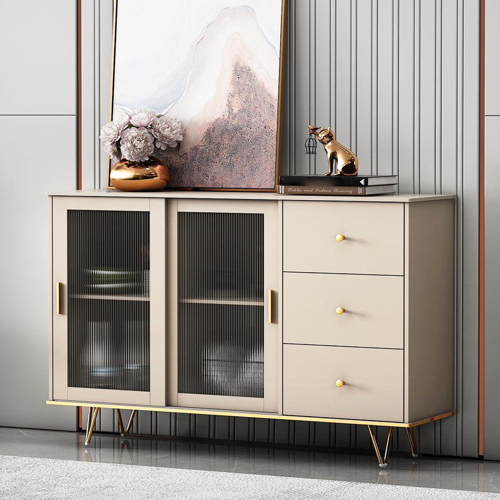 Glass and Sliding Doors Sideboard Modern MDF Kitchen 2-door Breakfront Sideboard Clearhalo 'buffet_sideboard' 'Buffets & Sideboards' 'furn' 'furn_buffet_sideboard' 'Furniture' 'furniture_buffet_sideboard' 'Kitchen & Dining Furniture' 5048131