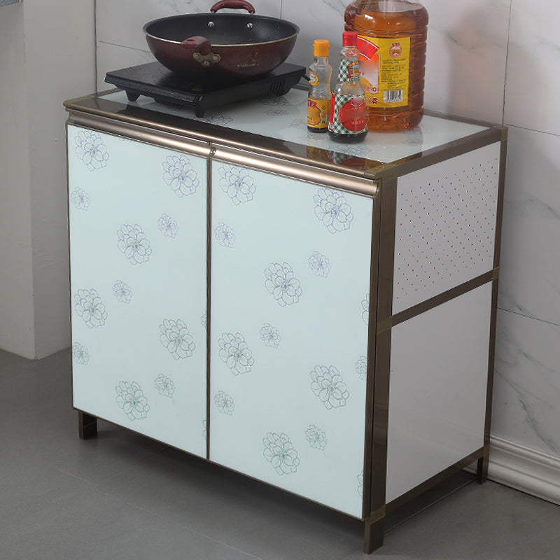 Modern White Metal Sideboard Tempered Glass Doors Cabinets Dining Server for Living Room Clearhalo 'buffet_sideboard' 'Buffets & Sideboards' 'furn' 'furn_buffet_sideboard' 'Furniture' 'furniture_buffet_sideboard' 'Kitchen & Dining Furniture' 5048138