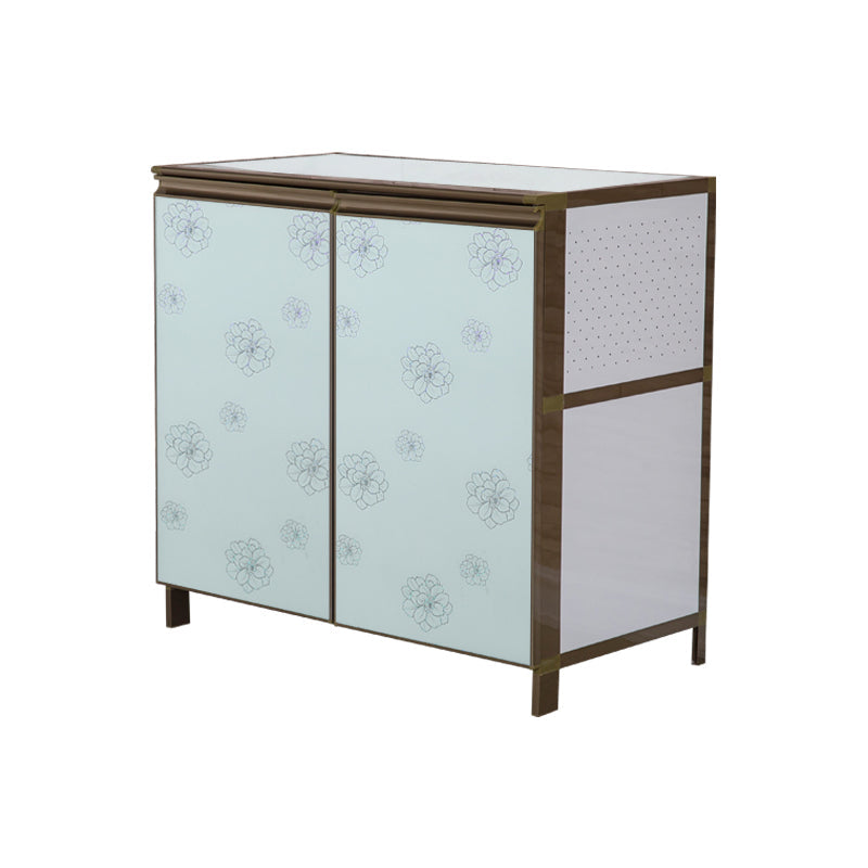 Modern White Metal Sideboard Tempered Glass Doors Cabinets Dining Server for Living Room https: res.litfad.com site img item 2022 06 21 5048141 1200x1200.jpg Glass Clearhalo 'buffet_sideboard' 'Buffets & Sideboards' 'furn' 'furn_buffet_sideboard' 'Furniture' 'furniture_buffet_sideboard' 'Kitchen & Dining Furniture' 5048141