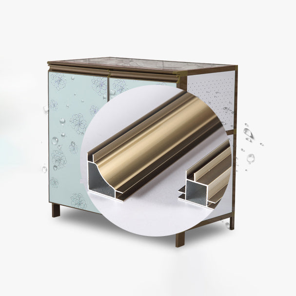 Modern White Metal Sideboard Tempered Glass Doors Cabinets Dining Server for Living Room Clearhalo 'buffet_sideboard' 'Buffets & Sideboards' 'furn' 'furn_buffet_sideboard' 'Furniture' 'furniture_buffet_sideboard' 'Kitchen & Dining Furniture' 5048142