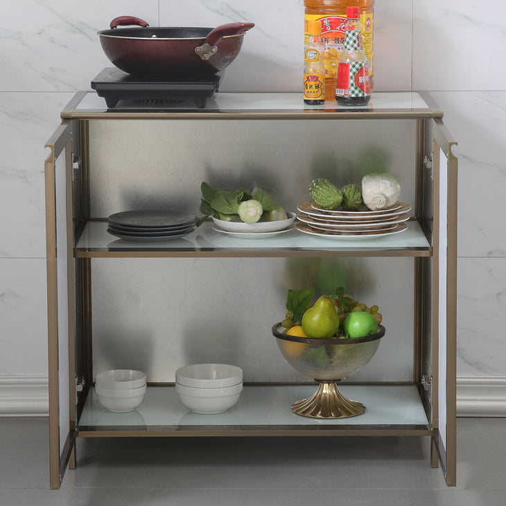 Modern White Metal Sideboard Tempered Glass Doors Cabinets Dining Server for Living Room Clearhalo 'buffet_sideboard' 'Buffets & Sideboards' 'furn' 'furn_buffet_sideboard' 'Furniture' 'furniture_buffet_sideboard' 'Kitchen & Dining Furniture' 5048146