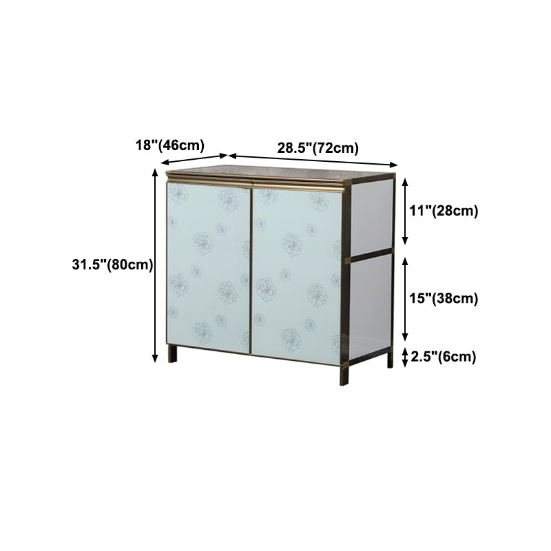 Modern White Metal Sideboard Tempered Glass Doors Cabinets Dining Server for Living Room Clearhalo 'buffet_sideboard' 'Buffets & Sideboards' 'furn' 'furn_buffet_sideboard' 'Furniture' 'furniture_buffet_sideboard' 'Kitchen & Dining Furniture' 5048150