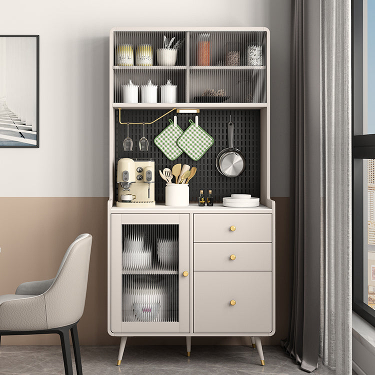 Living Room Dining Buffet Modern Stone and Engineered Wood Buffet Sideboard 31"L x 16"W x 65"H Champagne Clearhalo 'buffet_sideboard' 'Buffets & Sideboards' 'furn' 'furn_buffet_sideboard' 'Furniture' 'furniture_buffet_sideboard' 'Kitchen & Dining Furniture' 5048151