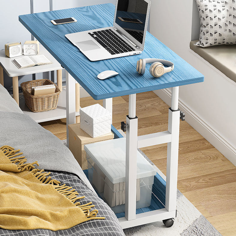 Curved Adjustable Writing Desk Modern Manufactured Wood with Caster Wheels Clearhalo 'furn' 'furn_office_desk' 'Furniture' 'furniture_office_desk' 'Office Desks' 'Office Furniture' 'office_desk' 5048165