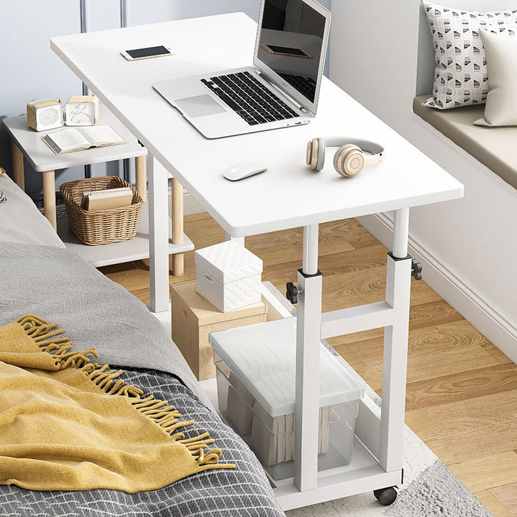 Curved Adjustable Writing Desk Modern Manufactured Wood with Caster Wheels 31"L x 16"W x 33"H White Clearhalo 'furn' 'furn_office_desk' 'Furniture' 'furniture_office_desk' 'Office Desks' 'Office Furniture' 'office_desk' 5048167