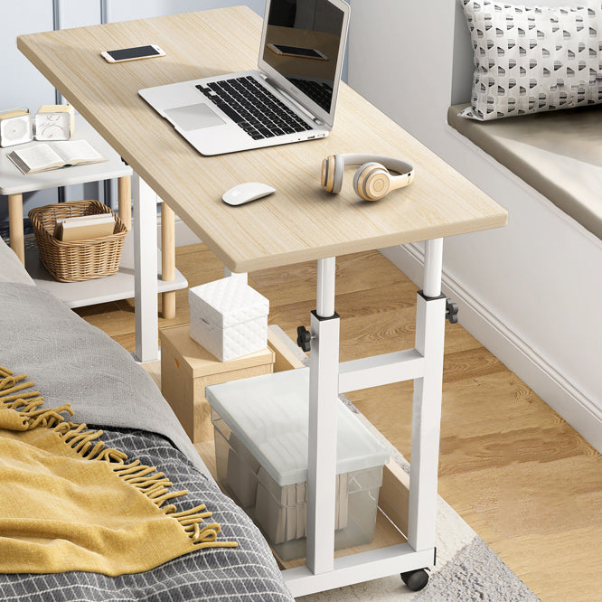 Curved Adjustable Writing Desk Modern Manufactured Wood with Caster Wheels 31"L x 16"W x 33"H Natural Clearhalo 'furn' 'furn_office_desk' 'Furniture' 'furniture_office_desk' 'Office Desks' 'Office Furniture' 'office_desk' 5048168