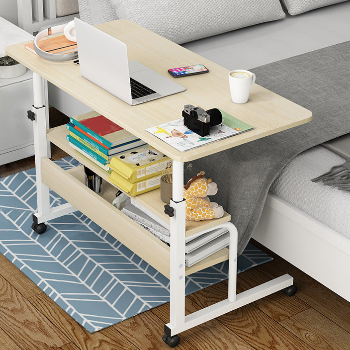 Curved Adjustable Writing Desk Modern Manufactured Wood with Caster Wheels 31"L x 16"W x 35"H Natural Clearhalo 'furn' 'furn_office_desk' 'Furniture' 'furniture_office_desk' 'Office Desks' 'Office Furniture' 'office_desk' 5048170