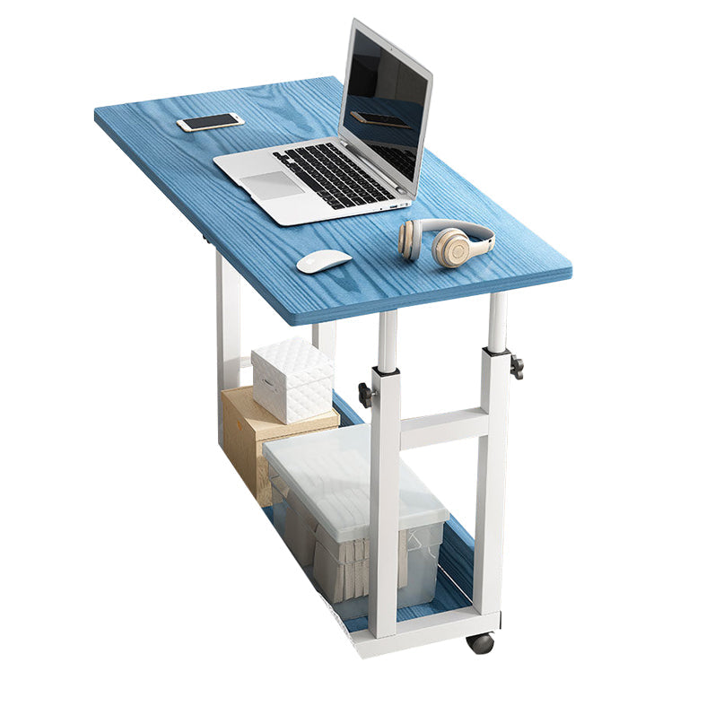 Curved Adjustable Writing Desk Modern Manufactured Wood with Caster Wheels 31"L x 16"W x 33"H Blue Clearhalo 'furn' 'furn_office_desk' 'Furniture' 'furniture_office_desk' 'Office Desks' 'Office Furniture' 'office_desk' 5048178