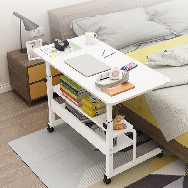 Curved Adjustable Writing Desk Modern Manufactured Wood with Caster Wheels Clearhalo 'furn' 'furn_office_desk' 'Furniture' 'furniture_office_desk' 'Office Desks' 'Office Furniture' 'office_desk' 5048179