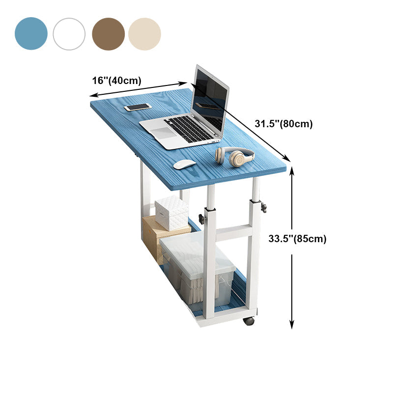 Curved Adjustable Writing Desk Modern Manufactured Wood with Caster Wheels Clearhalo 'furn' 'furn_office_desk' 'Furniture' 'furniture_office_desk' 'Office Desks' 'Office Furniture' 'office_desk' 5048183