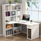 Modern Manufactured Wood Desk Corner Writing Desk with 1 Drawer and Bookshelf White Clearhalo 'furn' 'furn_office_desk' 'Furniture' 'furniture_office_desk' 'Office Desks' 'Office Furniture' 'office_desk' 5048187