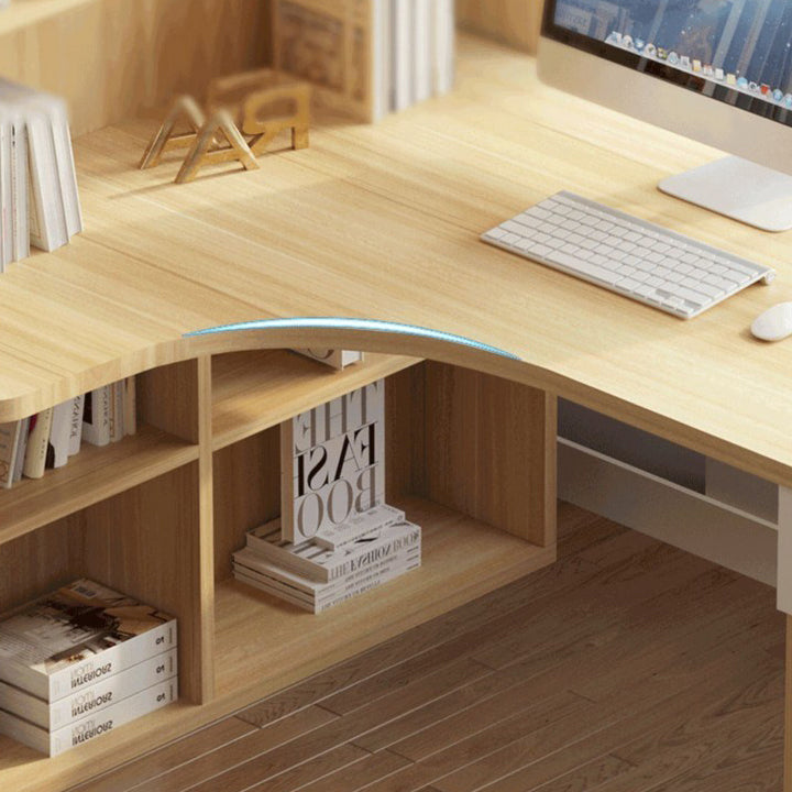Modern Manufactured Wood Desk Corner Writing Desk with 1 Drawer and Bookshelf Clearhalo 'furn' 'furn_office_desk' 'Furniture' 'furniture_office_desk' 'Office Desks' 'Office Furniture' 'office_desk' 5048190