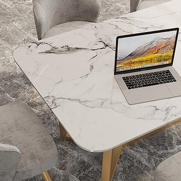 Curved Meeting Table Office Luxury Sintered Stone Writing Desk Clearhalo 'furn' 'furn_office_desk' 'Furniture' 'furniture_office_desk' 'Office Desks' 'Office Furniture' 'office_desk' 5048204