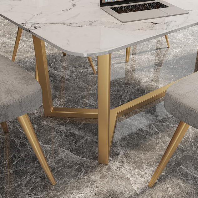 Curved Meeting Table Office Luxury Sintered Stone Writing Desk Clearhalo 'furn' 'furn_office_desk' 'Furniture' 'furniture_office_desk' 'Office Desks' 'Office Furniture' 'office_desk' 5048205