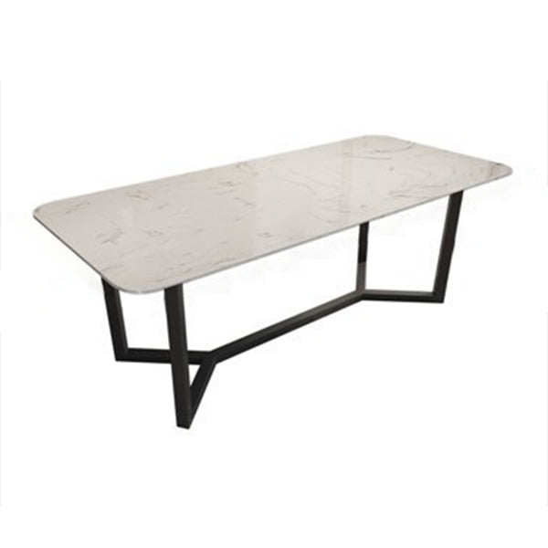 Curved Meeting Table Office Luxury Sintered Stone Writing Desk White-Black Clearhalo 'furn' 'furn_office_desk' 'Furniture' 'furniture_office_desk' 'Office Desks' 'Office Furniture' 'office_desk' 5048206