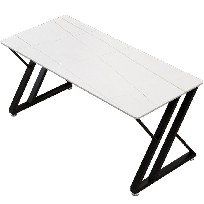 Home Office Sled Writing Desk Modern Style Stone Writing Desk White Clearhalo 'furn' 'furn_office_desk' 'Furniture' 'furniture_office_desk' 'Office Desks' 'Office Furniture' 'office_desk' 5048219