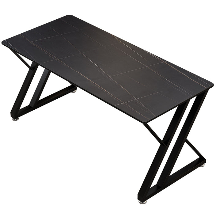 Home Office Sled Writing Desk Modern Style Stone Writing Desk Black Clearhalo 'furn' 'furn_office_desk' 'Furniture' 'furniture_office_desk' 'Office Desks' 'Office Furniture' 'office_desk' 5048223