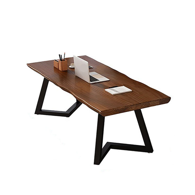 Solid Wood Study Table Home Office Industrial Free Form Writing Desk 78.7"L x 31.5"W x 29.5"H Clearhalo 'furn' 'furn_office_desk' 'Furniture' 'furniture_office_desk' 'Office Desks' 'Office Furniture' 'office_desk' 5048250