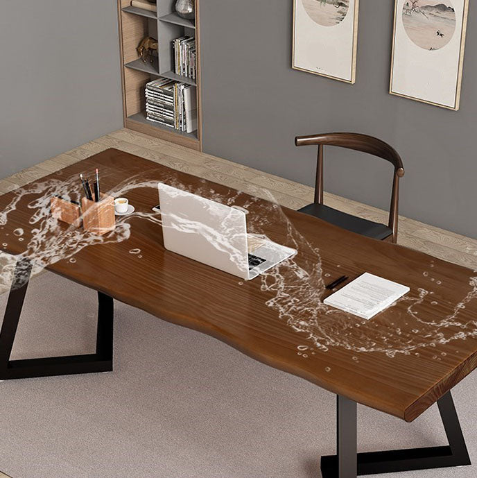 Solid Wood Study Table Home Office Industrial Free Form Writing Desk Clearhalo 'furn' 'furn_office_desk' 'Furniture' 'furniture_office_desk' 'Office Desks' 'Office Furniture' 'office_desk' 5048255