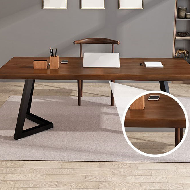 Solid Wood Study Table Home Office Industrial Free Form Writing Desk Clearhalo 'furn' 'furn_office_desk' 'Furniture' 'furniture_office_desk' 'Office Desks' 'Office Furniture' 'office_desk' 5048256
