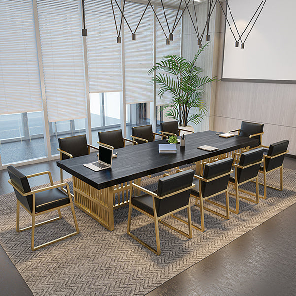 Glam Style Rectangular Office Desk Solid Wood Top Desk with Metal Legs for Office Clearhalo 'furn' 'furn_office_desk' 'Furniture' 'furniture_office_desk' 'Office Desks' 'Office Furniture' 'office_desk' 5048291