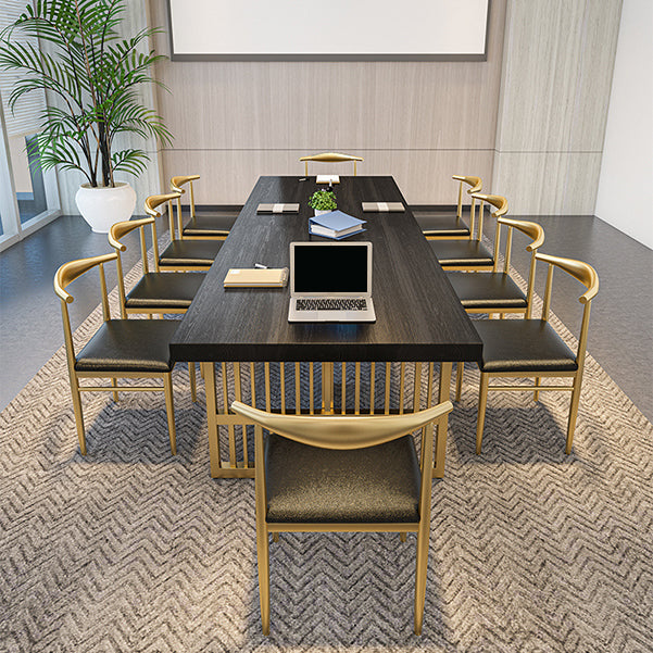 Glam Style Rectangular Office Desk Solid Wood Top Desk with Metal Legs for Office Clearhalo 'furn' 'furn_office_desk' 'Furniture' 'furniture_office_desk' 'Office Desks' 'Office Furniture' 'office_desk' 5048293