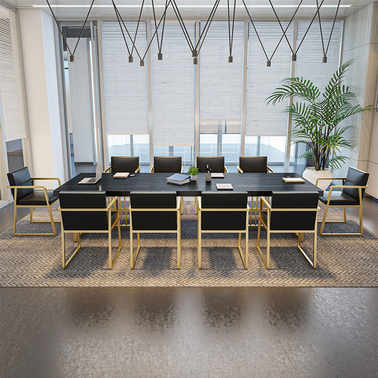 Glam Style Rectangular Office Desk Solid Wood Top Desk with Metal Legs for Office Clearhalo 'furn' 'furn_office_desk' 'Furniture' 'furniture_office_desk' 'Office Desks' 'Office Furniture' 'office_desk' 5048300