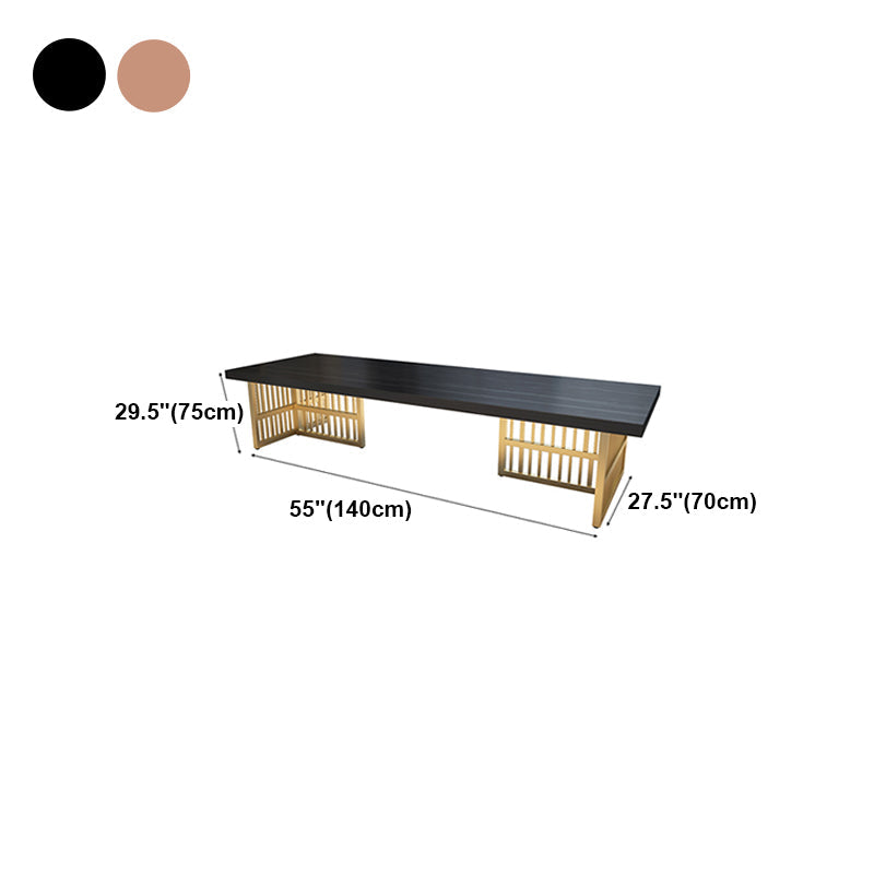 Glam Style Rectangular Office Desk Solid Wood Top Desk with Metal Legs for Office Clearhalo 'furn' 'furn_office_desk' 'Furniture' 'furniture_office_desk' 'Office Desks' 'Office Furniture' 'office_desk' 5048302