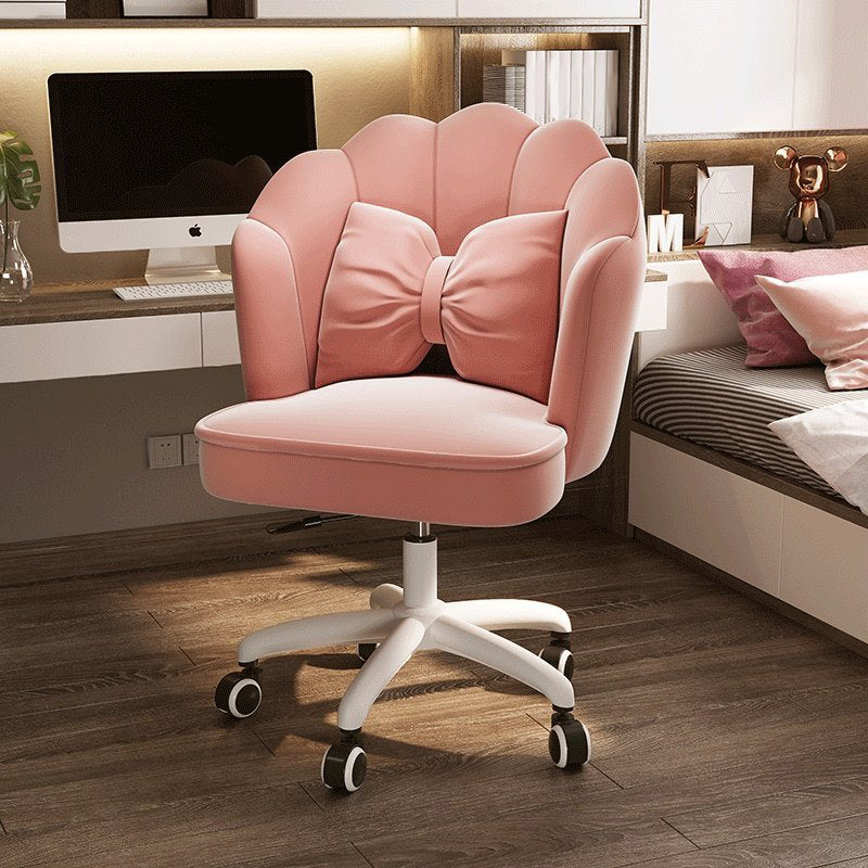 Modern Velvet Computer Desk Chair Armless Upholstered Office Chair Pink Clearhalo 'furn' 'furn_office_chair' 'Furniture' 'furniture_office_chair' 'Office Chairs' 'Office Furniture' 'office_chair' 5048336