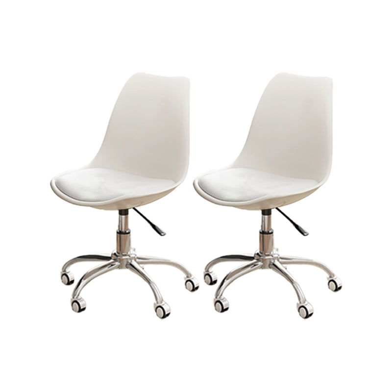 White Nylon Modern Conference Chair Low Back Conference Chair White Set of 2 Steel Clearhalo 'Furniture' 'furniture_office_chair' 'Office Chairs' 'Office Furniture' 'office_chair' 5048355