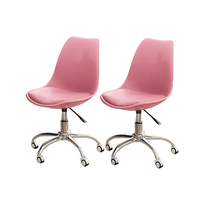 White Nylon Modern Conference Chair Low Back Conference Chair Pink Set of 2 Steel Clearhalo 'Furniture' 'furniture_office_chair' 'Office Chairs' 'Office Furniture' 'office_chair' 5048357