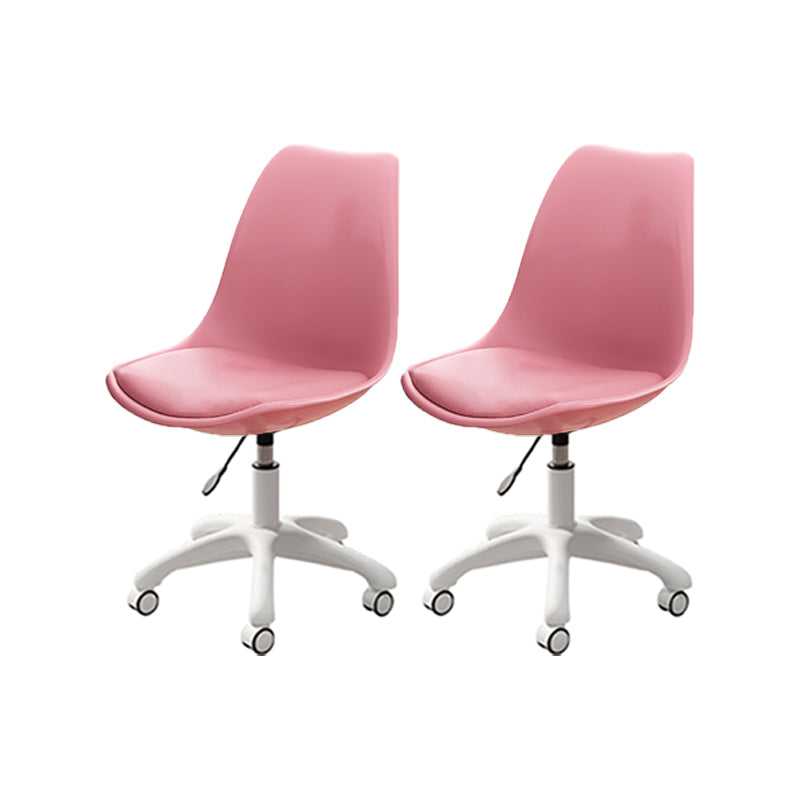 White Nylon Modern Conference Chair Low Back Conference Chair Pink Set of 2 Nylon Clearhalo 'Furniture' 'furniture_office_chair' 'Office Chairs' 'Office Furniture' 'office_chair' 5048366