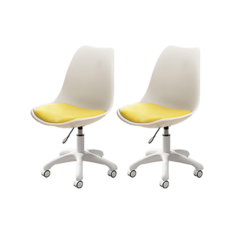 White Nylon Modern Conference Chair Low Back Conference Chair White-Yellow Set of 2 Nylon Clearhalo 'Furniture' 'furniture_office_chair' 'Office Chairs' 'Office Furniture' 'office_chair' 5048370