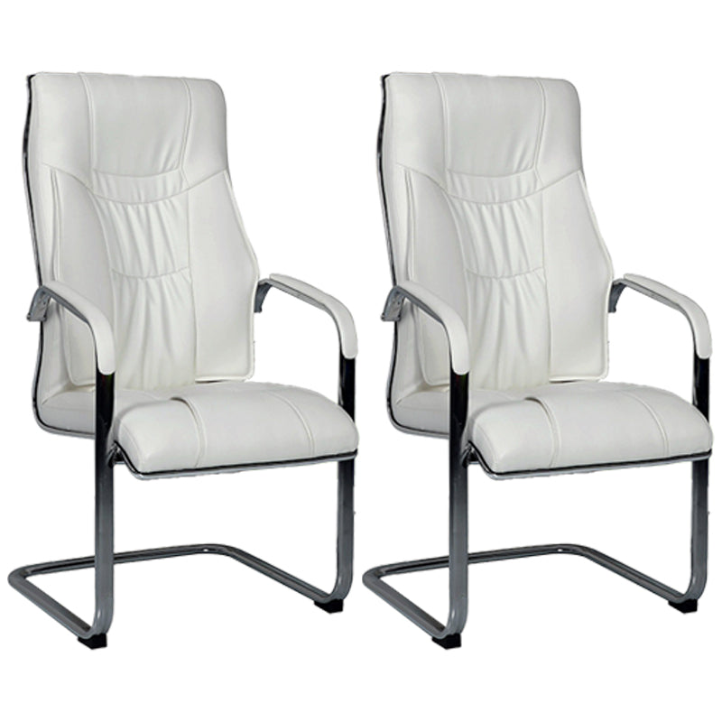 Faux Leather Task Chair Modern High Back Office Chair with Fixed Arms White 2 Piece Set Clearhalo 'furn' 'furn_office_chair' 'Furniture' 'furniture_office_chair' 'Office Chairs' 'Office Furniture' 'office_chair' 5048382