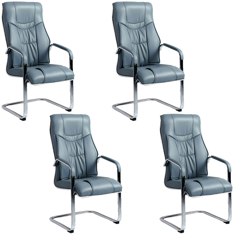 Faux Leather Task Chair Modern High Back Office Chair with Fixed Arms Blue 4 Piece Set Clearhalo 'furn' 'furn_office_chair' 'Furniture' 'furniture_office_chair' 'Office Chairs' 'Office Furniture' 'office_chair' 5048384