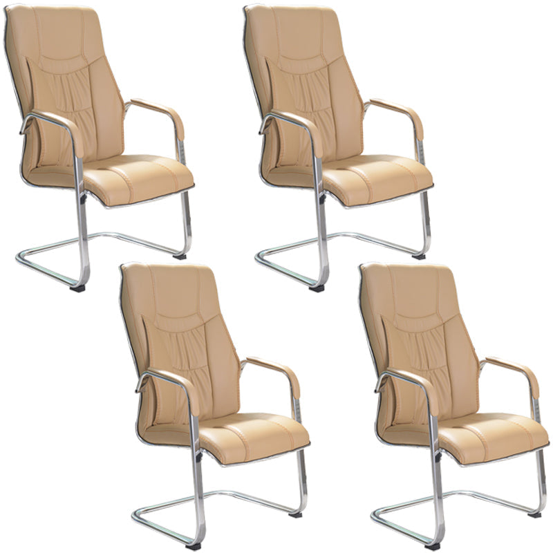Faux Leather Task Chair Modern High Back Office Chair with Fixed Arms Yellow 4 Piece Set Clearhalo 'furn' 'furn_office_chair' 'Furniture' 'furniture_office_chair' 'Office Chairs' 'Office Furniture' 'office_chair' 5048390