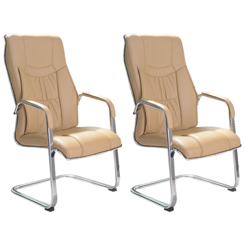 Faux Leather Task Chair Modern High Back Office Chair with Fixed Arms Yellow 2 Piece Set Clearhalo 'furn' 'furn_office_chair' 'Furniture' 'furniture_office_chair' 'Office Chairs' 'Office Furniture' 'office_chair' 5048393